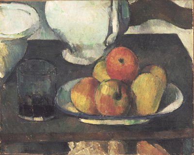 Stillleben mit Äpfeln und einem Glas Wein von Paul Cézanne